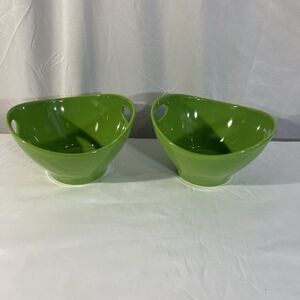 Matceramica in Portugal Fruit/Salad/Serving Bowls Handles Green 6.5" (set of 2)